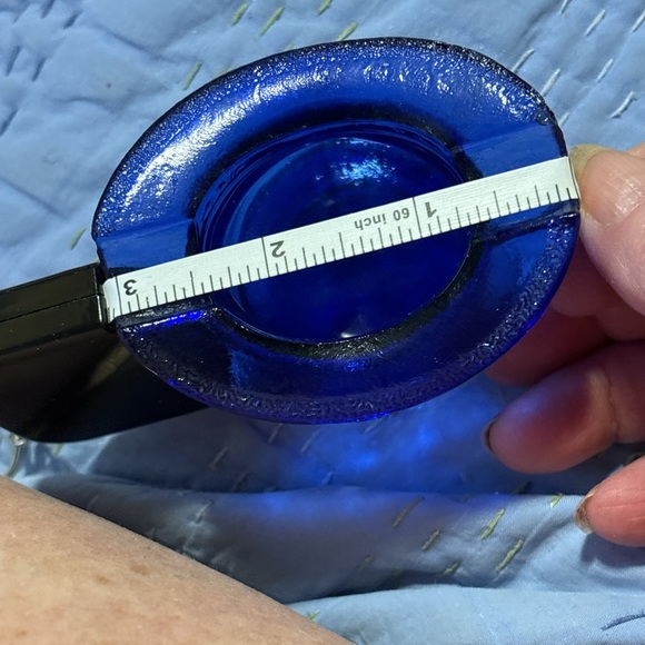 Vintage 1950's Cobalt Blue Glass Top Hat Ashtray Tobacco Toothpick MCM - Picture 7 of 8